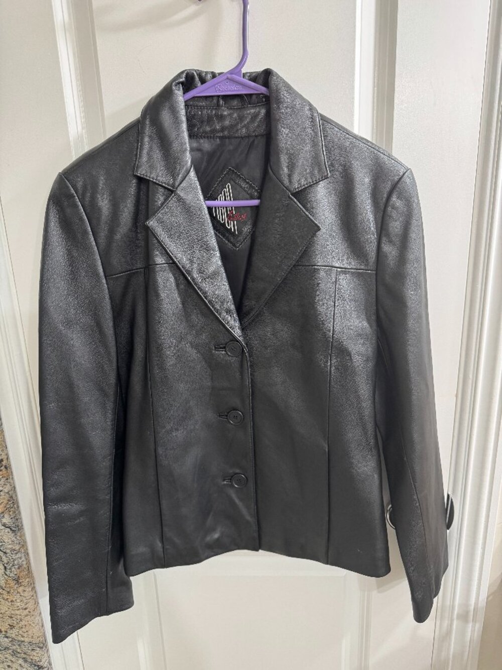 Tibor Black Leather Jacket, Small